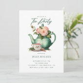 Invitation Boho Floral Spring | Teacup Tea Party (Debout devant)