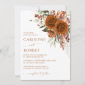Invitation Boho Floral Terracotta brûlé Mariage orange (Devant)