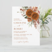 Invitation Boho Floral Terracotta brûlé Mariage orange (Debout devant)