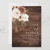 Invitation Boho Floral Terracotta Mariage en bois rustique (Devant)