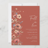 Invitation Boho Floral Tombe Dans L'Amour Nuptiale Douche Inv (Devant)