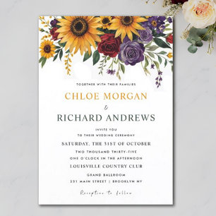 Invitation Boho Floral tout en un tournesol Orange Mariage