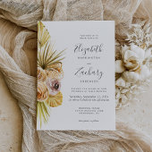 Invitation Boho Floral Tropical Soft Earth Tones Mariage