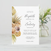 Invitation Boho Floral Tropical Soft Earth Tones Mariage (Debout devant)