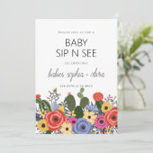 Invitation Boho Floral Twin Baby Sip Et Voir (Debout devant)