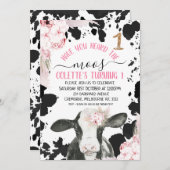 Invitation Boho Floral Vache Avez-Vous Entendu L'Anniversaire (Devant / Derrière)