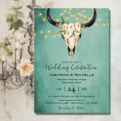 Invitation Boho Floral Vache Crâne Turquoise tout en un Maria