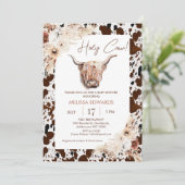 Invitation Boho Floral Vache Vache Brown Vache Imprimer Baby  (Debout devant)