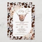 Invitation Boho Floral Vache Vache Brown Vache Imprimer Baby  (Devant / Derrière)