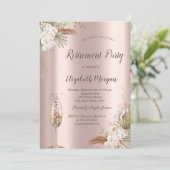 Invitation Boho Floral, Verre de Champagne, Retraite d'or Ros (Debout devant)