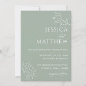 Invitation Boho Floral Vert Sauge Calligraphie (Devant)