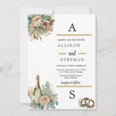 Invitation Boho Floral Vin Bottle Mariage d'aquarelle (Devant)
