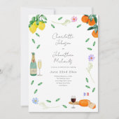 Invitation Boho Floral Vin et Fromage Français (Devant)