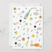 Invitation Boho Floral Vin et Fromage Français (Dos)