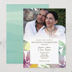 Invitation Boho Floral Watercolor Mariage photo