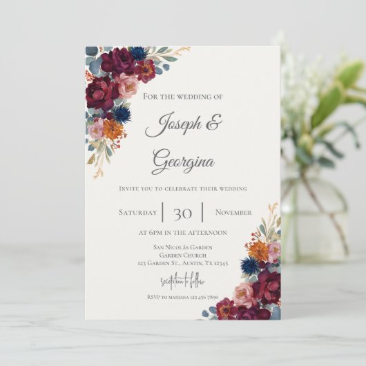 Invitation Boho floral wedding (Debout devant)