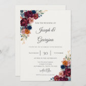 Invitation Boho floral wedding (Devant / Derrière)