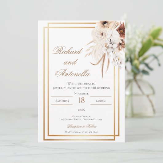 Invitation Boho Floral Wedding (Debout devant)