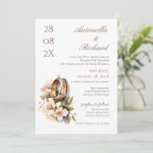 Invitation Boho floral wedding with rings  (Debout devant)