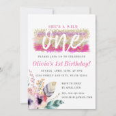Invitation Boho Floral Wild One Girl's First Birthday (Devant)
