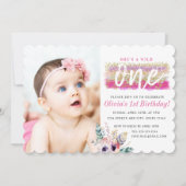 Invitation Boho Floral Wild One Girl's First Birthday Photo (Devant)