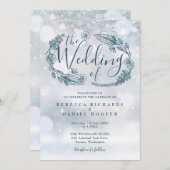 Invitation Boho Floral Winter Snowflakes Mariage (Devant / Derrière)
