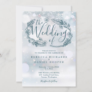 Invitation Boho Floral Winter Snowflakes Mariage
