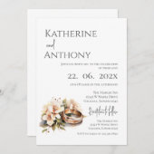 Invitation Boho Floral with ring Wedding (Devant / Derrière)