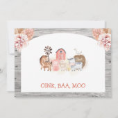 Invitation Boho Floral Wood Farm Photo Anniversaire (Dos)