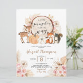 Invitation Boho Floral Woodland Baby shower Citrouille (Debout devant)
