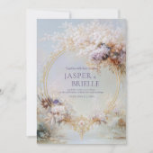 Invitation Boho Floral Wreath Gold Frame Elegant Wedding (Devant)