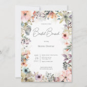 Invitation Boho Florale Aquarelle  Déjeuner de Mariée (Devant)