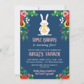 Invitation Boho Florals & Bunny | Anniversaire de enfant colo (Devant)