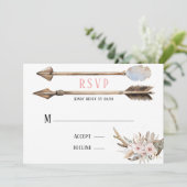 Invitation Boho Florals & Deer Antlers Flèches Mariage RSVP (Debout devant)