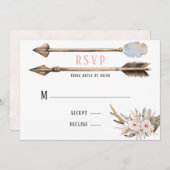 Invitation Boho Florals & Deer Antlers Flèches Mariage RSVP (Devant / Derrière)