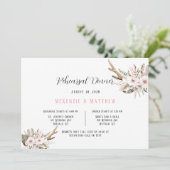 Invitation Boho Florals With Deer Antlers Dîner De Répétition (Debout devant)