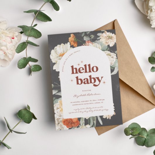 Invitation Boho Flore foncé verdure Botanique | BABY SHOWER