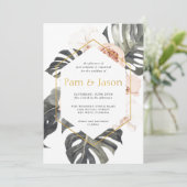 Invitation Boho Flore tropicale avec Mariage de cadre géométr (Debout devant)