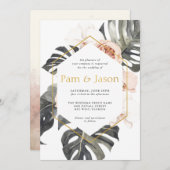 Invitation Boho Flore tropicale avec Mariage de cadre géométr (Devant / Derrière)