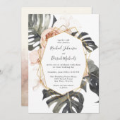 Invitation Boho Flore tropicale avec Mariage de cadre géométr (Devant / Derrière)
