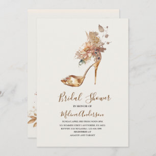 Invitation Boho Flower Golden Talon aquarelle douche nuptiale