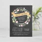 Invitation Boho Flower Wreath Russe Chalkboard Mariage (Debout devant)