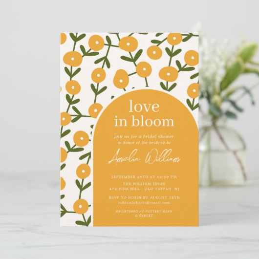 Invitation Boho Flowers Aime Dans La Fête des mariées En Fleu (Debout devant)