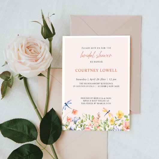Invitation Boho Flowers and Dragonflies Garden Photo