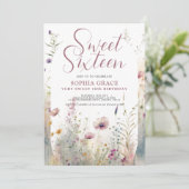 Invitation Boho Flowers & Arch Photo Sweet 16 Anniversaire (Debout devant)