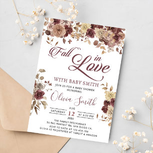 Invitation Boho Flowers Automne Automne Chute en Amour Baby s