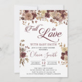 Invitation Boho Flowers Automne Automne Chute en Amour Baby s (Devant)