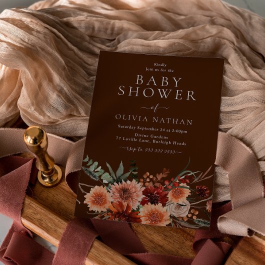 Invitation Boho Flowers Automne Été Automne Baby shower d'aut
