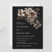Invitation Boho Flowers Black Background (Devant)