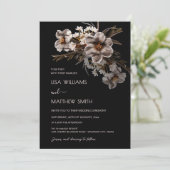 Invitation Boho Flowers Black Background (Debout devant)